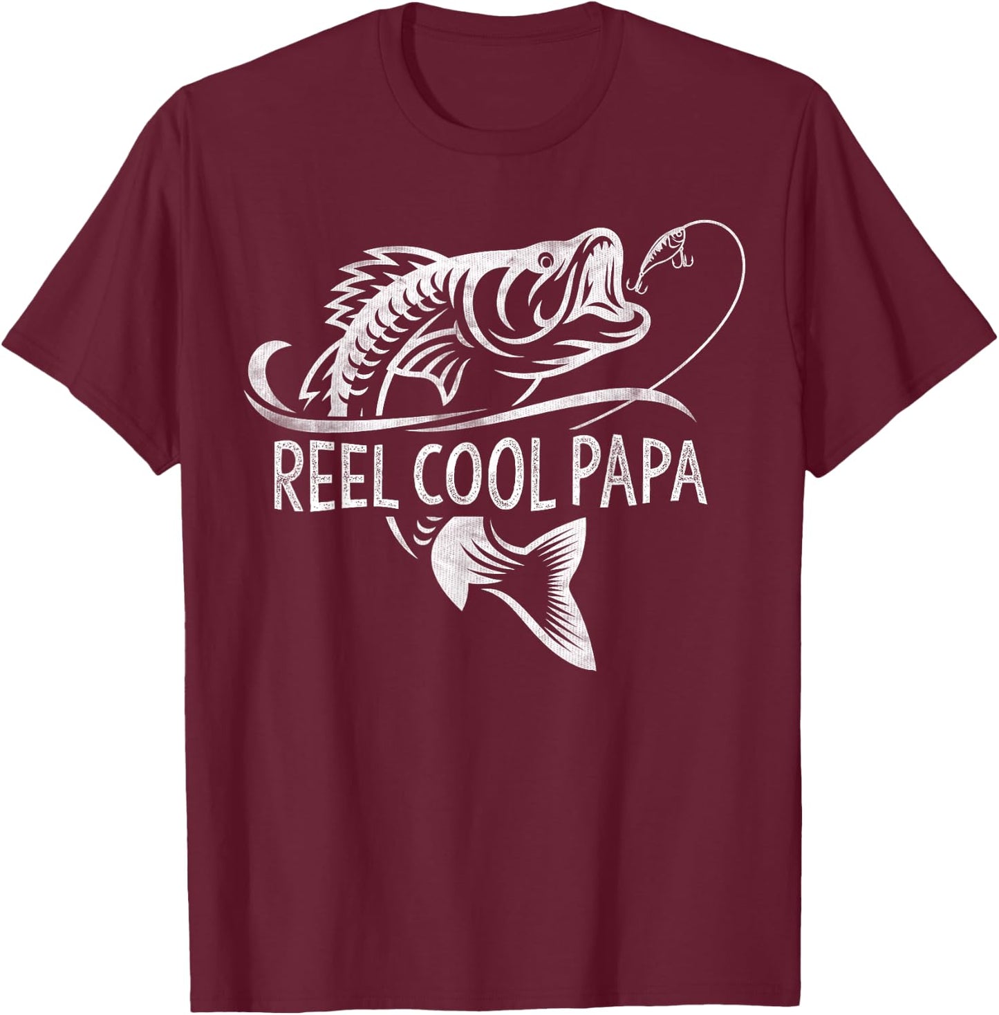 Reel Cool Papa Fishing Dad Gifts Father's Day Fisherman Fish T-Shirt - T-Shirt | Maroon