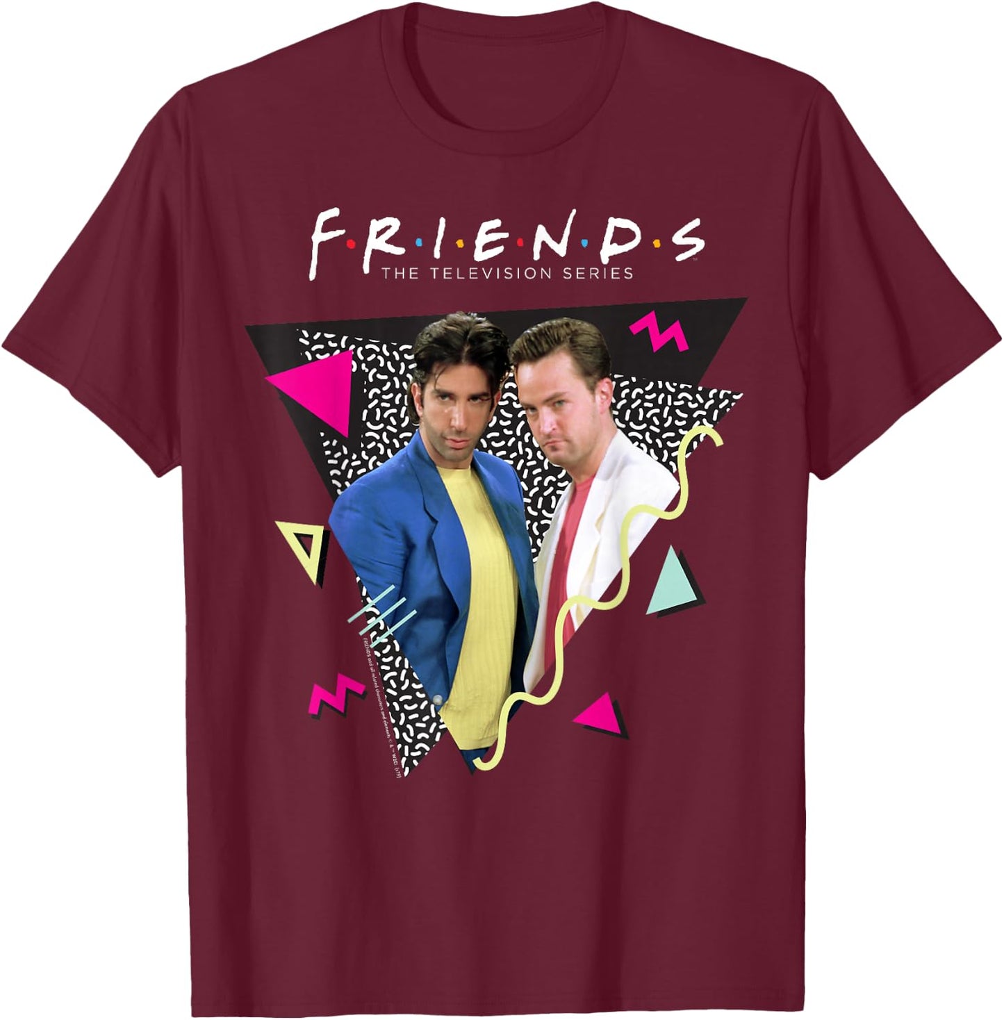 Friends Chandler & Ross Retro T-Shirt - T-Shirt | Maroon