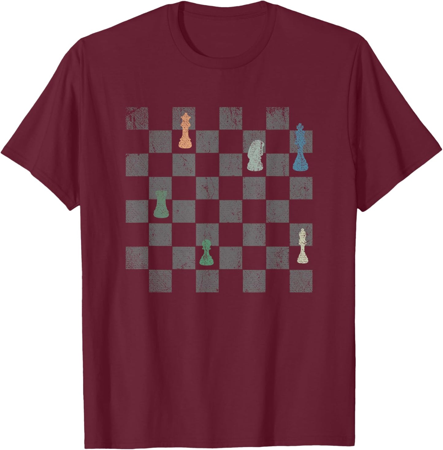 Board Game Chess Board Colourful Chess Figure Gift Chess T-Shirt - T-Shirt | Maroon