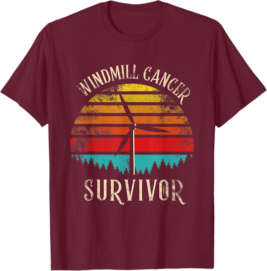 Windmill Cancer Noise Survivor Awareness Gift Anti Trump T-Shirt - T-Shirt | Maroon