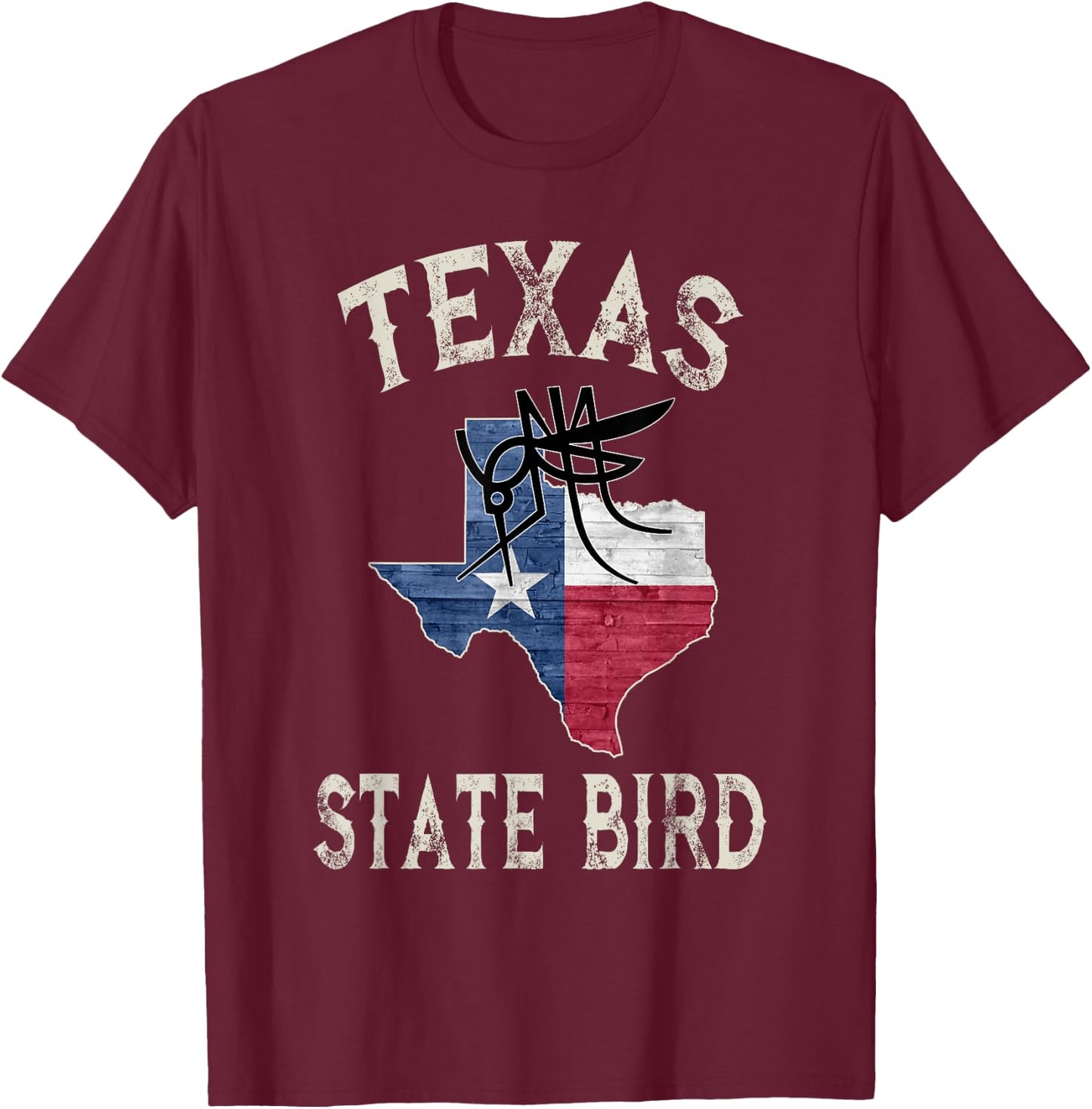 Texas State Bird Mosquito Flag T-Shirt - T-Shirt | Maroon
