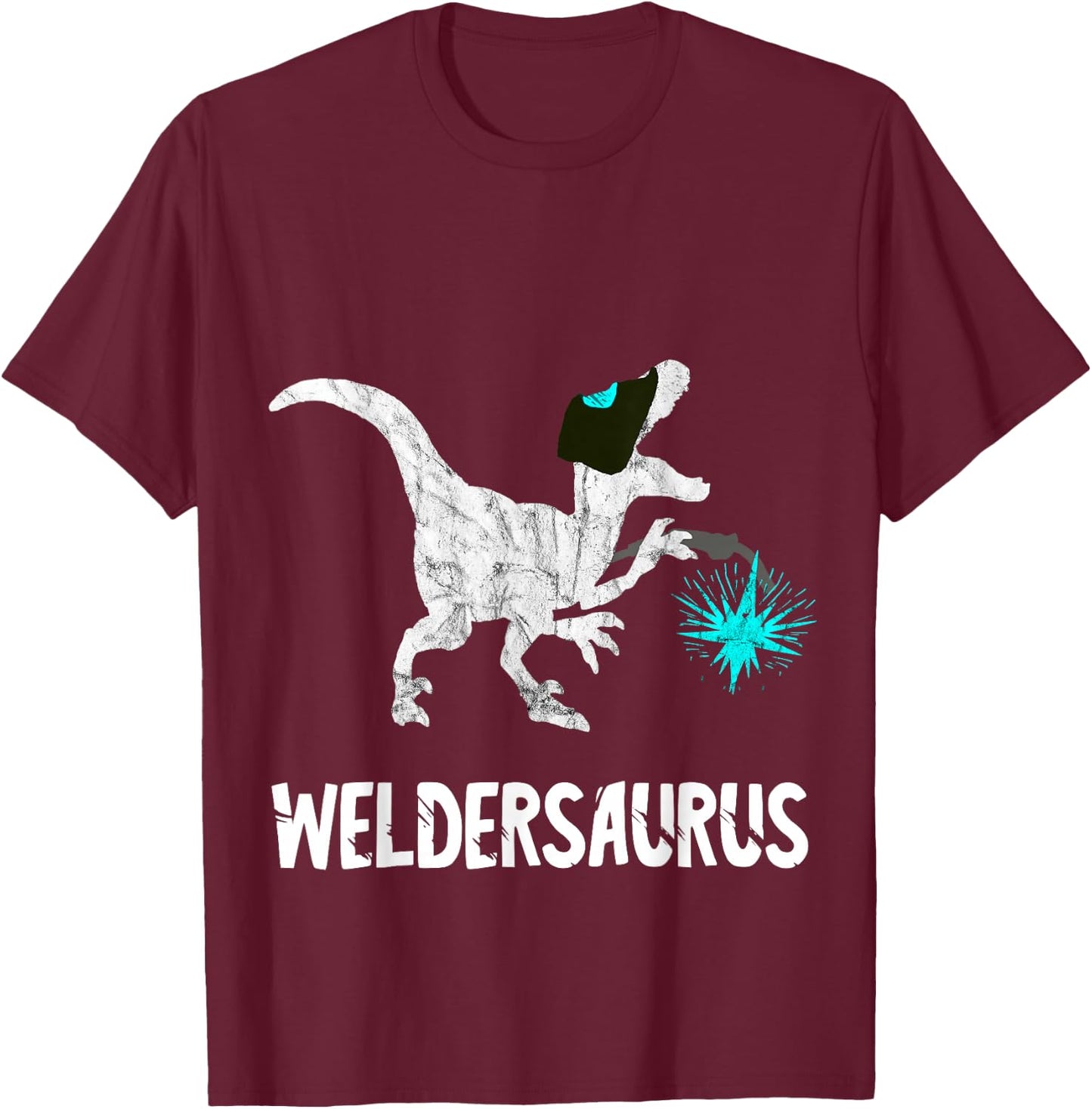 Welder Dinosaurs Funny Mig Welding Dino Steel Worker T-Rex T-Shirt - T-Shirt | Maroon