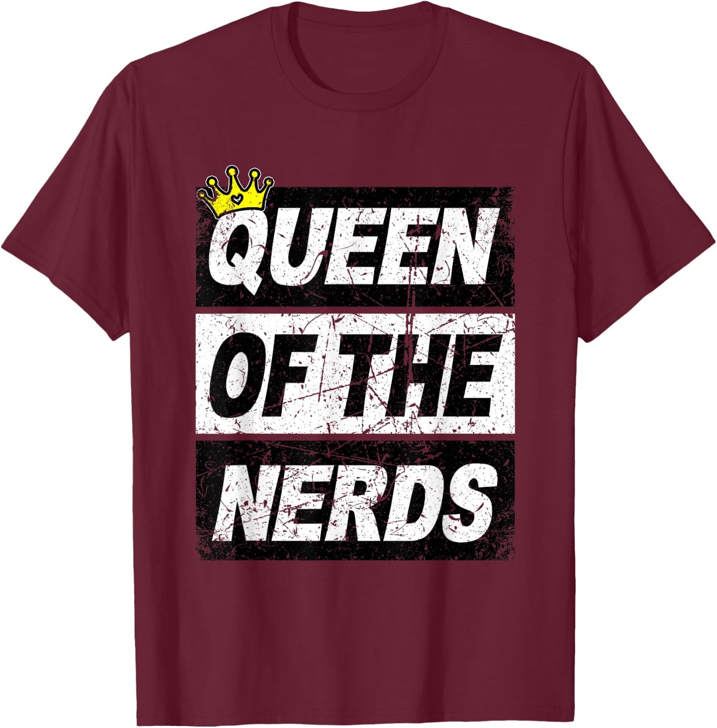 Retro Queen of the Nerds Shirt Funny Geek Women Kids T-Shirt - T-Shirt | Maroon