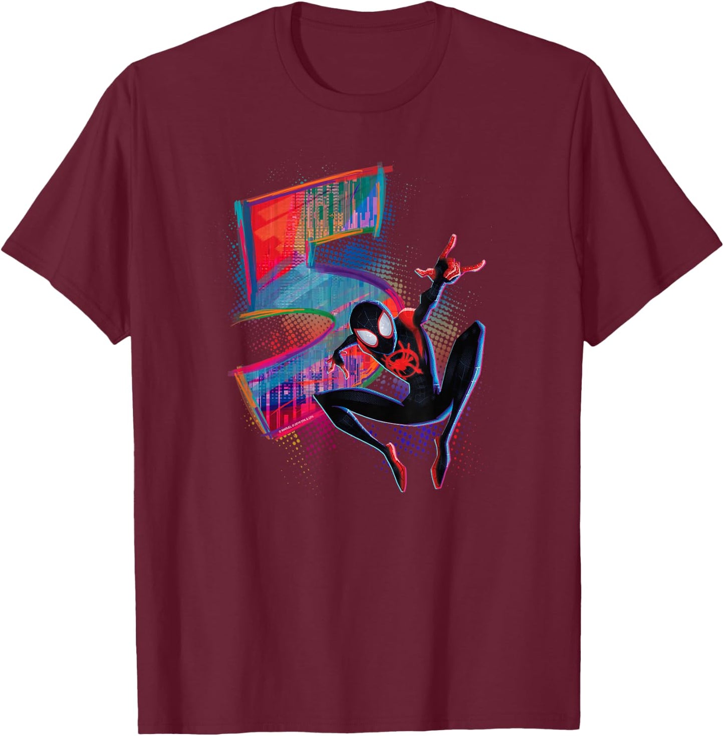 Marvel Spider-Man Miles Morales 5th Birthday Graphic T-Shirt - T-Shirt | Maroon