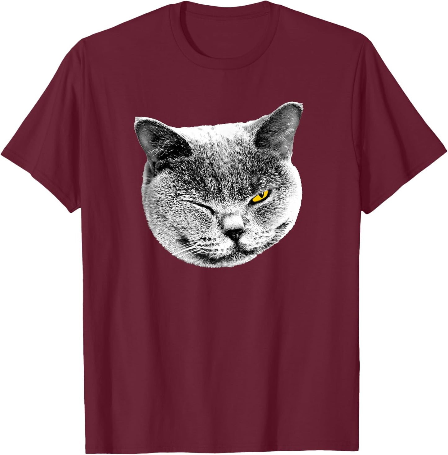 BRITISH BLUE SHORTHAIR CAT - SMILE & WINK Men Women Kids T-Shirt - T-Shirt | Maroon