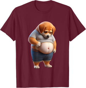 Funny Fat Dog Chubby Chonk Dog Design Canine Dog Lovers T-Shirt - T-Shirt | Maroon