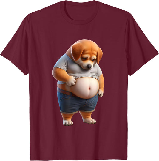 Funny Fat Dog Chubby Chonk Dog Design Canine Dog Lovers T-Shirt - T-Shirt | Maroon