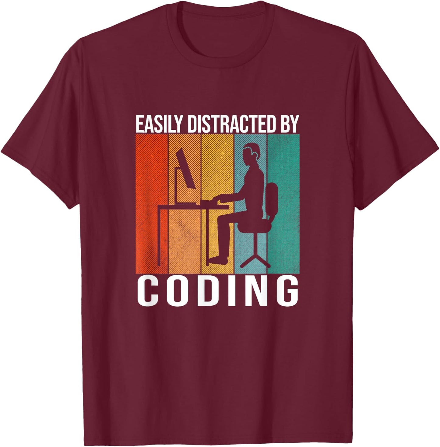 Coding Retro Code Vintage Programmer Developer Funny Coder T-Shirt - T-Shirt | Maroon