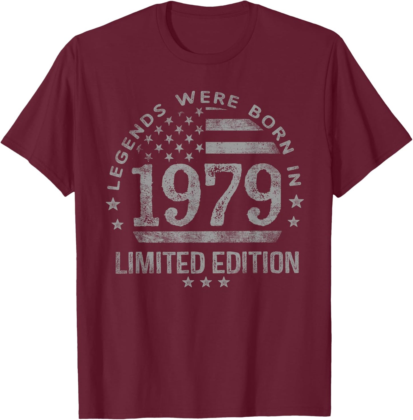 Legends were Born in 1979 USA Flag T-Shirt - T-Shirt | Maroon