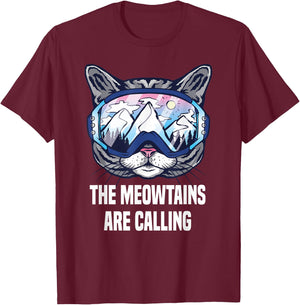 Ski Snowboard Goggles Funny The Meowtains Are Calling Gift T-Shirt - T-Shirt | Maroon