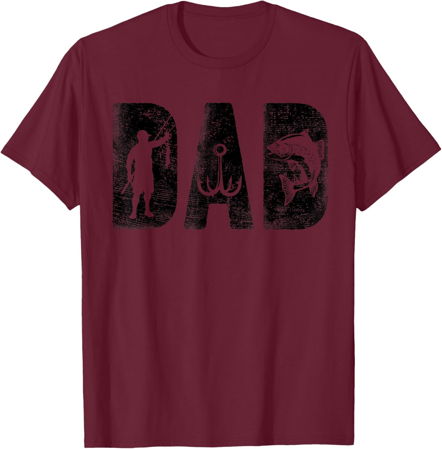 Fishing Dad Birthday Classic Bold Font Fish Daddy T-Shirt - T-Shirt | Maroon