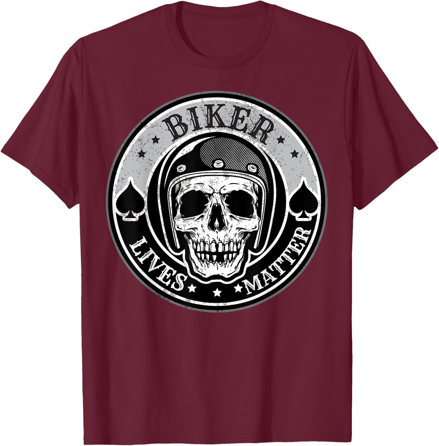 Biker Lives Matter, Motorcycle Quotes with Skull T-Shirt - T-Shirt | Maroon