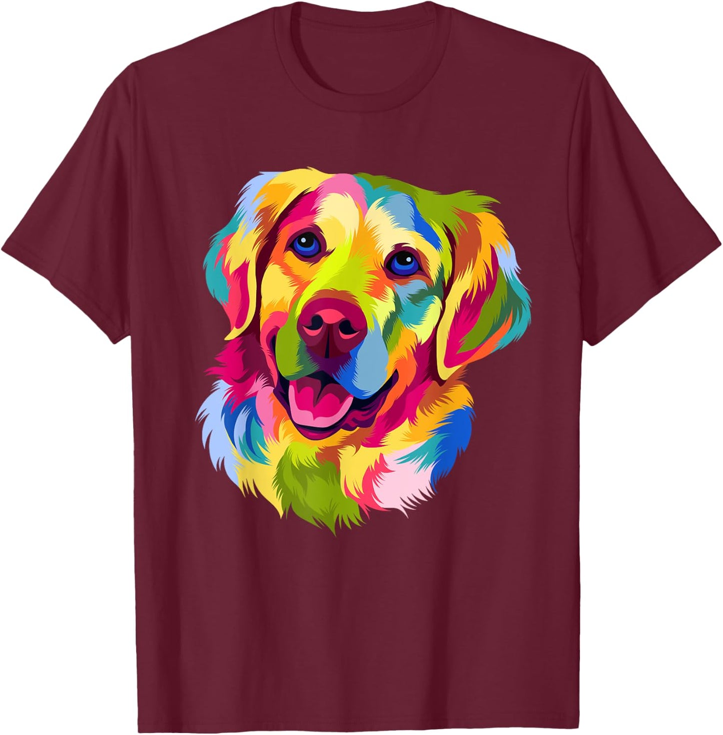 Colorful Pop Art Golden Retriever Portrait Owner T-Shirt - T-Shirt | Maroon