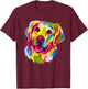 Colorful Pop Art Golden Retriever Portrait Owner T-Shirt - T-Shirt | Maroon