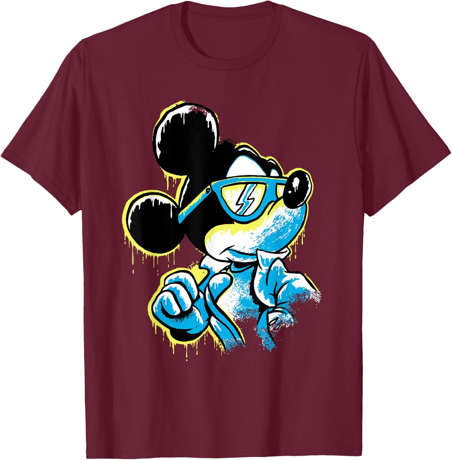 Disney Mickey Mouse ICY Cool Paint Drip Small T-Shirt - T-Shirt | Maroon