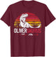 Oliver Saurus Funny Personalized Dinosaur T Rex Name T-Shirt - T-Shirt | Maroon