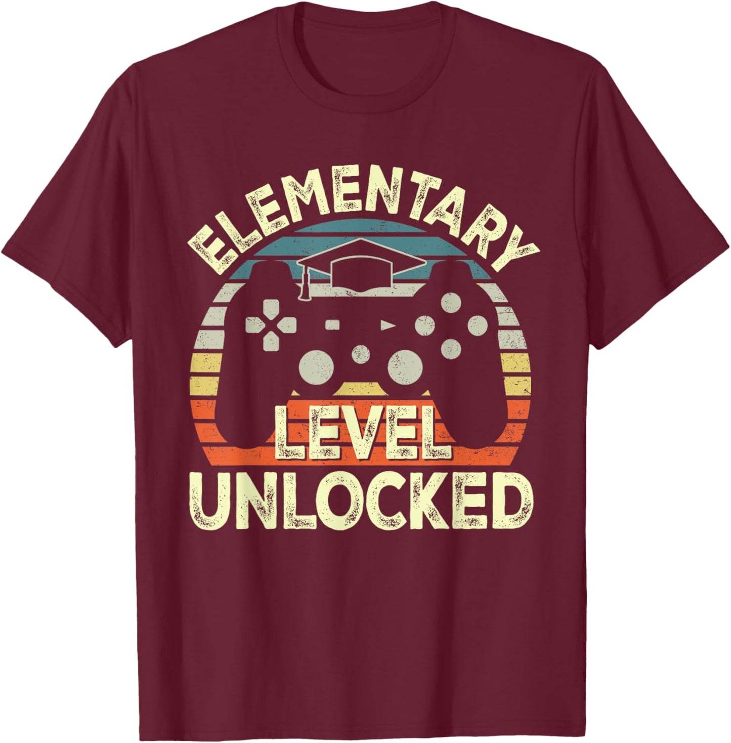 Elementary Level Unlocked Video Game Back to School Boys T-Shirt - T-Shirt | Maroon
