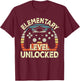 Elementary Level Unlocked Video Game Back to School Boys T-Shirt - T-Shirt | Maroon