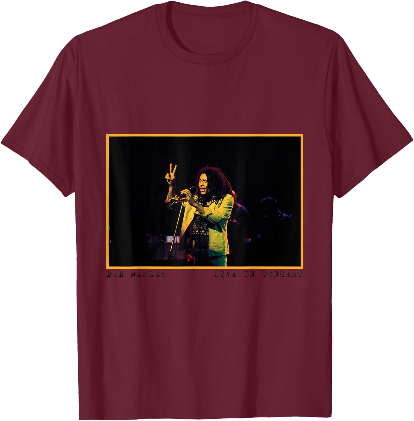 Bob Marley x David Burnett Live in Concert Photo T-Shirt - T-Shirt | Maroon