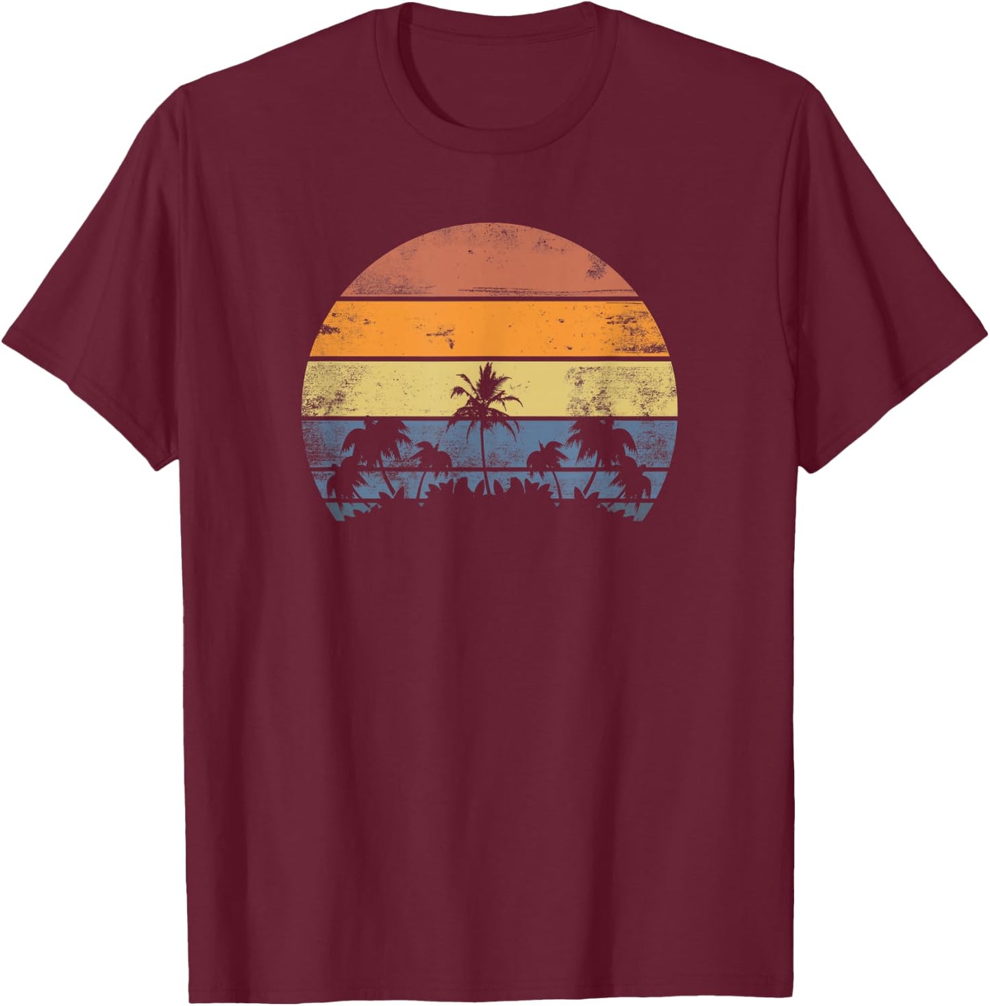 Pacific Ocean Beach Sun Palm Trees Retro Vintage K T-Shirt - T-Shirt | Maroon