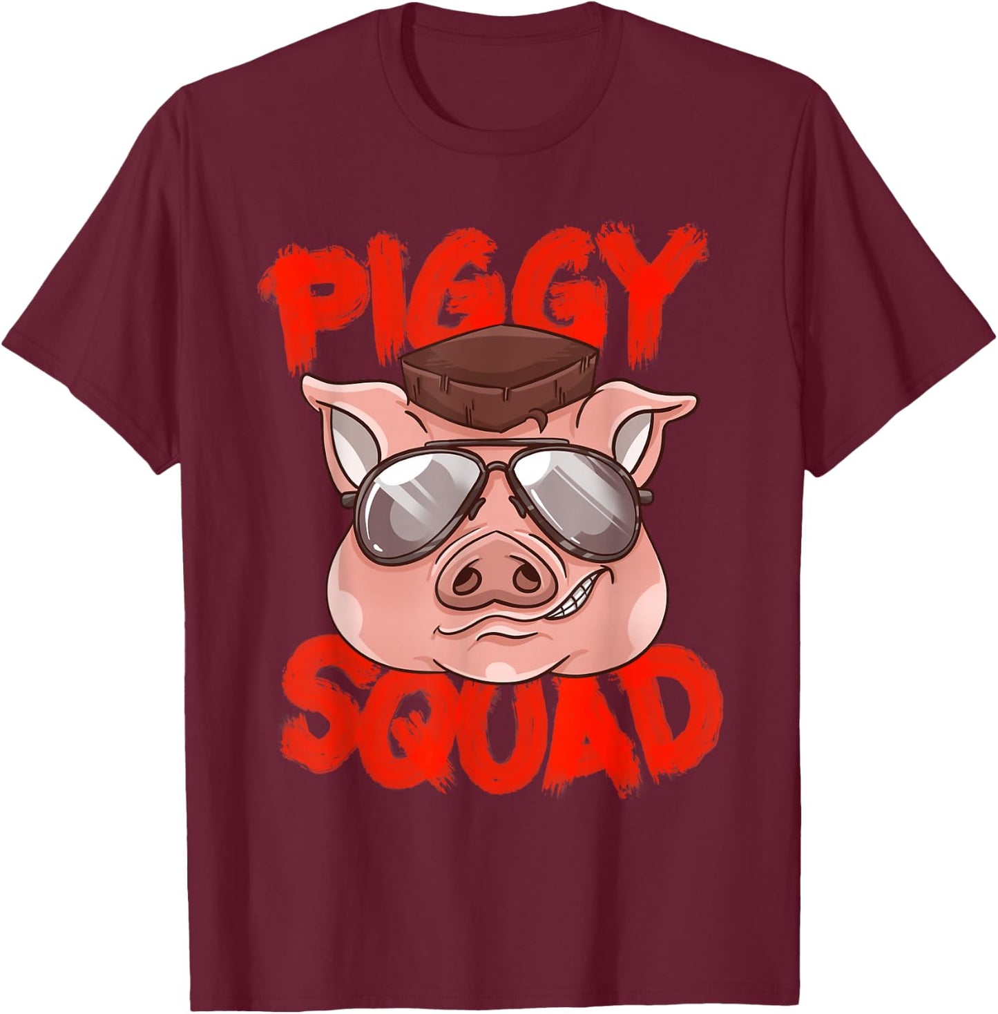 Piggy Squad | Cute Pig Farmer Animal Lovers Funny Farm Gift T-Shirt - T-Shirt | Maroon