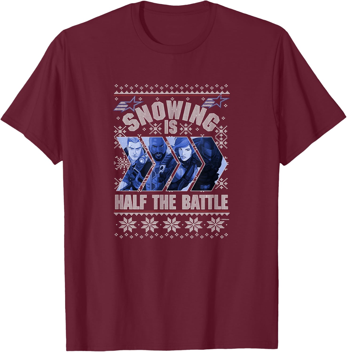 G.I. Joe Christmas Snowing Is Half The Battle Ugly Sweater T-Shirt - T-Shirt | Maroon