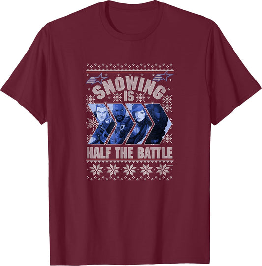 G.I. Joe Christmas Snowing Is Half The Battle Ugly Sweater T-Shirt - T-Shirt | Maroon
