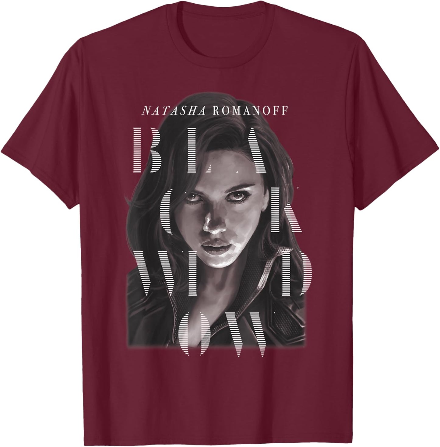 Marvel Black Widow Natasha Romanoff Letter Portrait T-Shirt - T-Shirt | Maroon