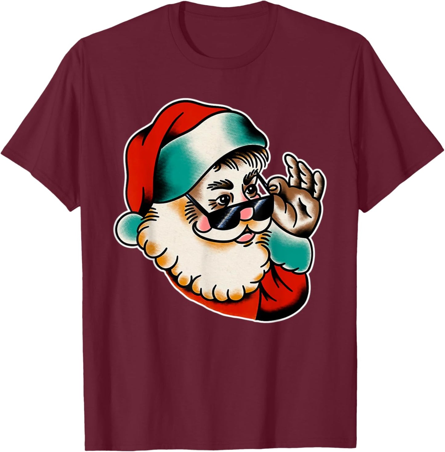 Cool Santa Claus Christmas T-Shirt - T-Shirt | Maroon