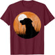 A silhouette of a hunting black or yellow lab on orange sky T-Shirt - T-Shirt | Maroon