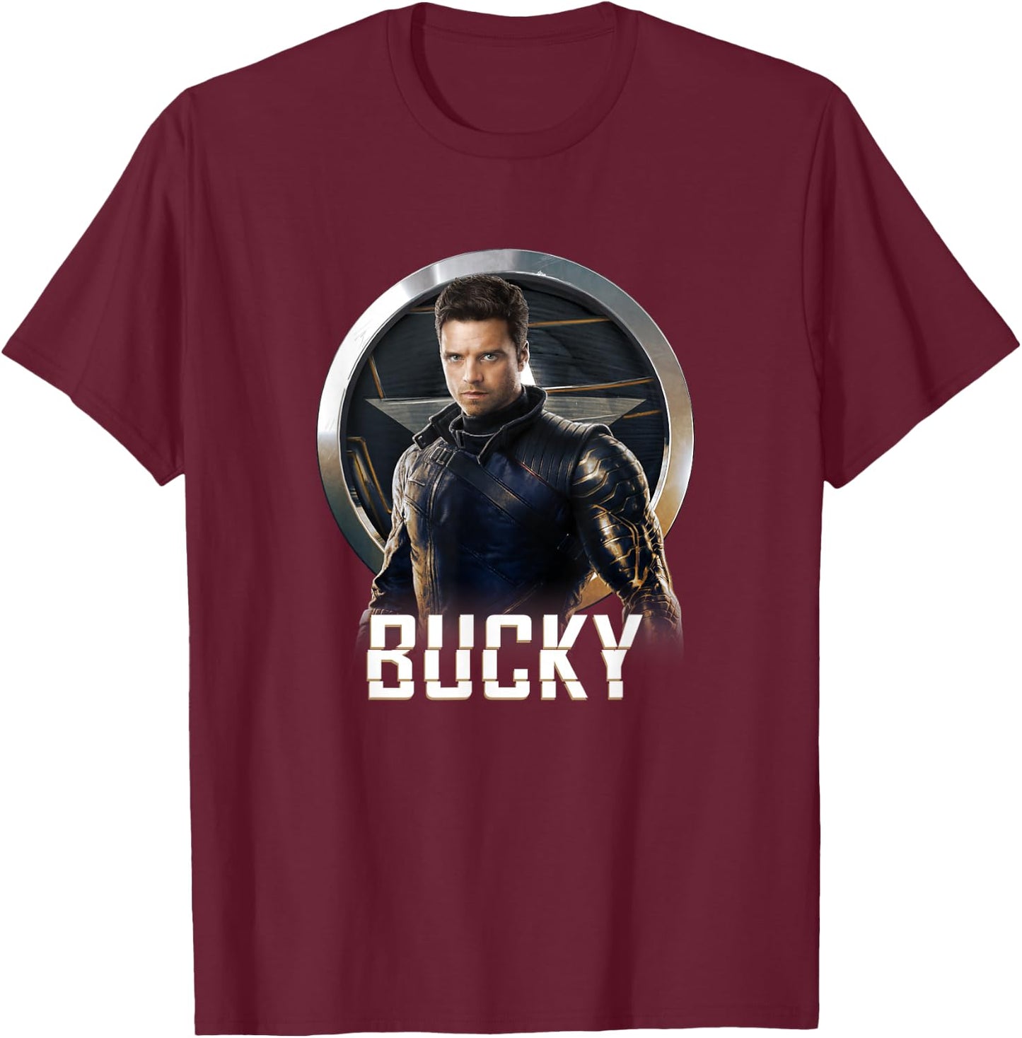 Marvel Falcon & Winter Soldier Bucky Shield Portrait V2 T-Shirt - T-Shirt | Maroon
