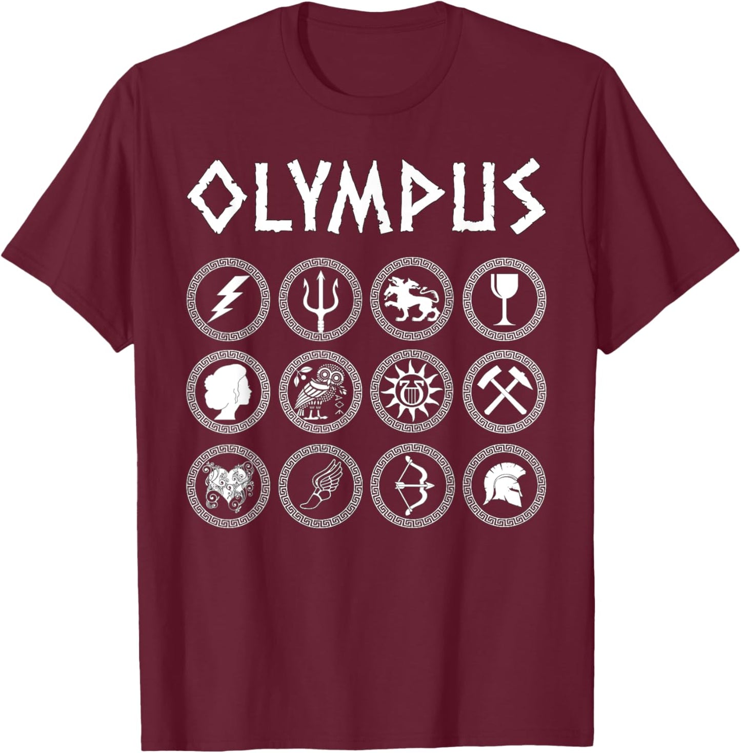 Greek Gods and Goddesses of Olympus Greek Mythology T-Shirt - T-Shirt | Maroon