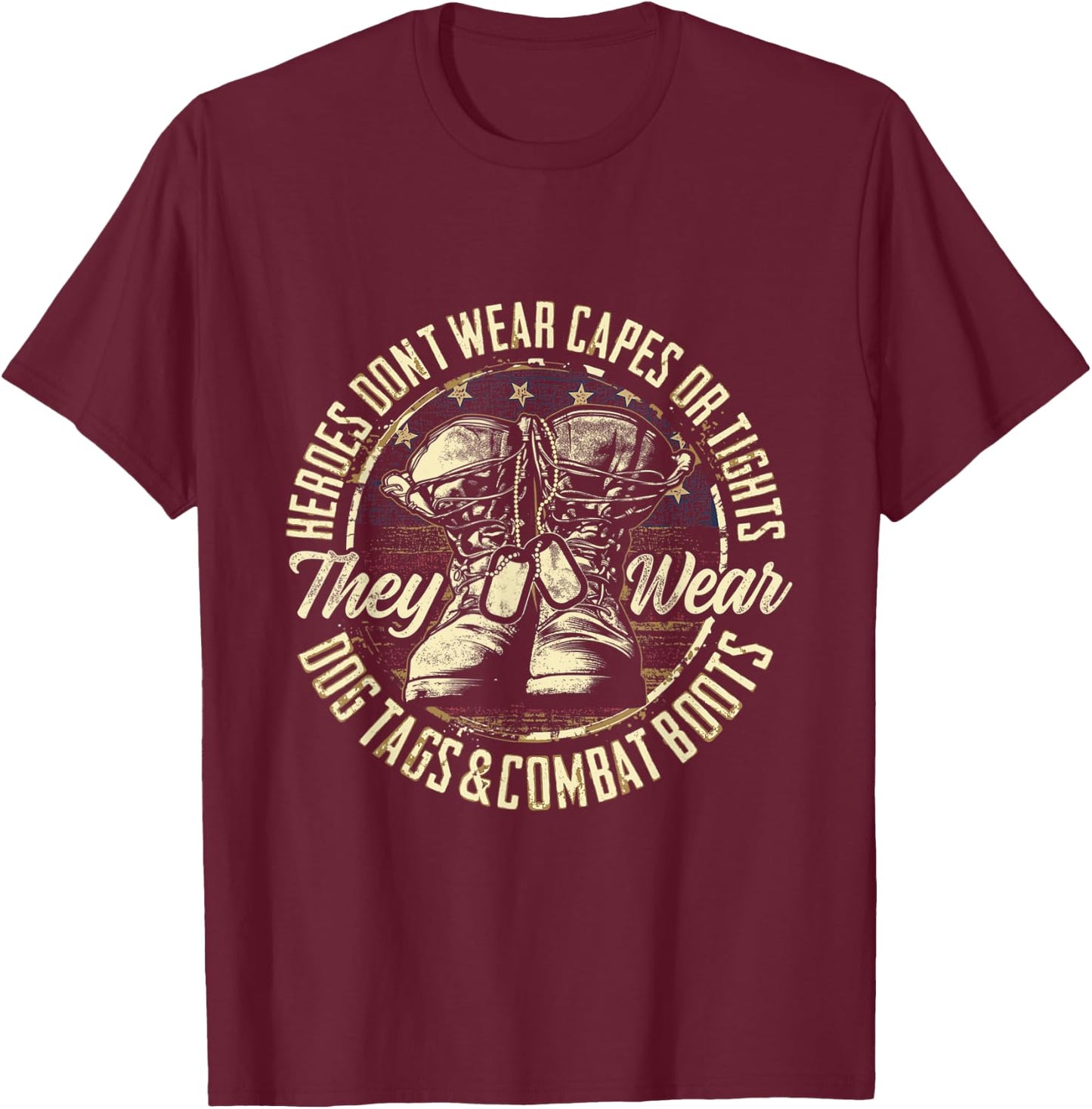Military War Veterans Army Superhero T-Shirt - T-Shirt | Maroon