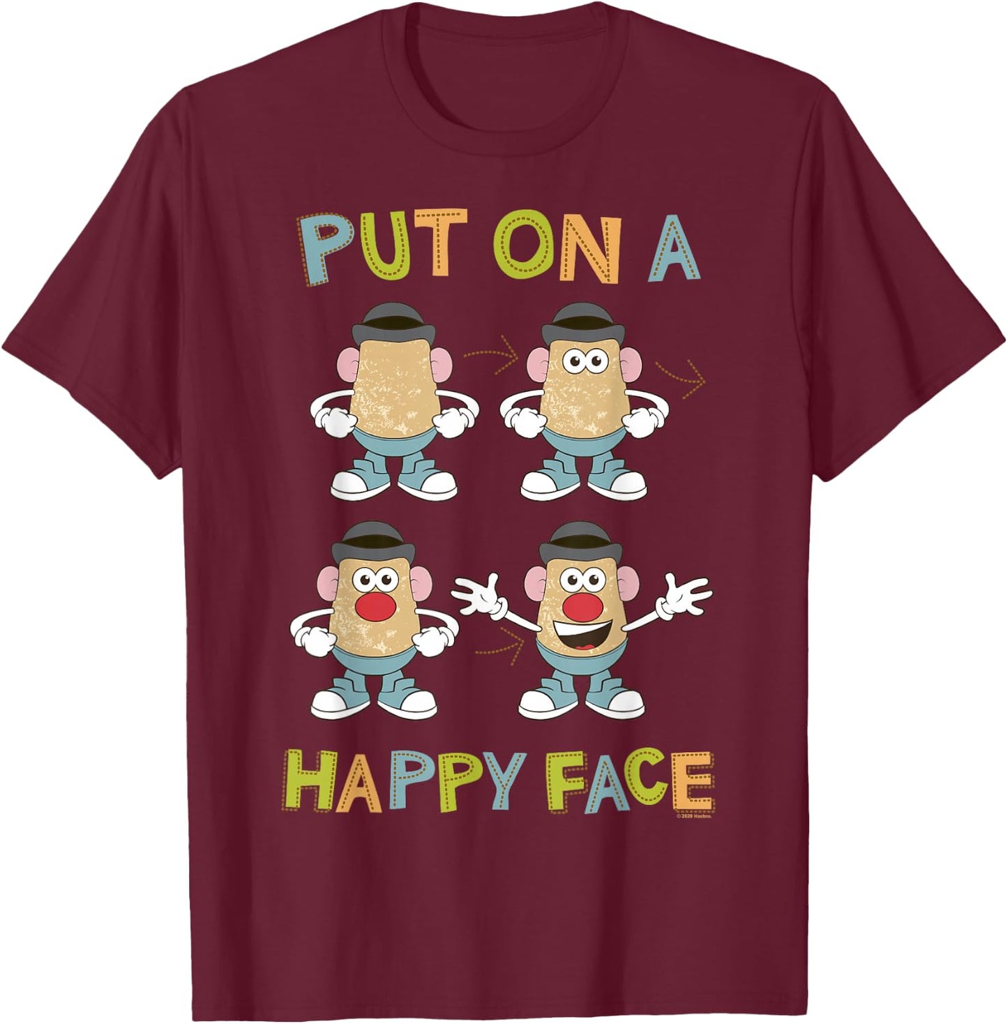 Mr. Potato Head Put On A Happy Face T-Shirt - T-Shirt | Maroon