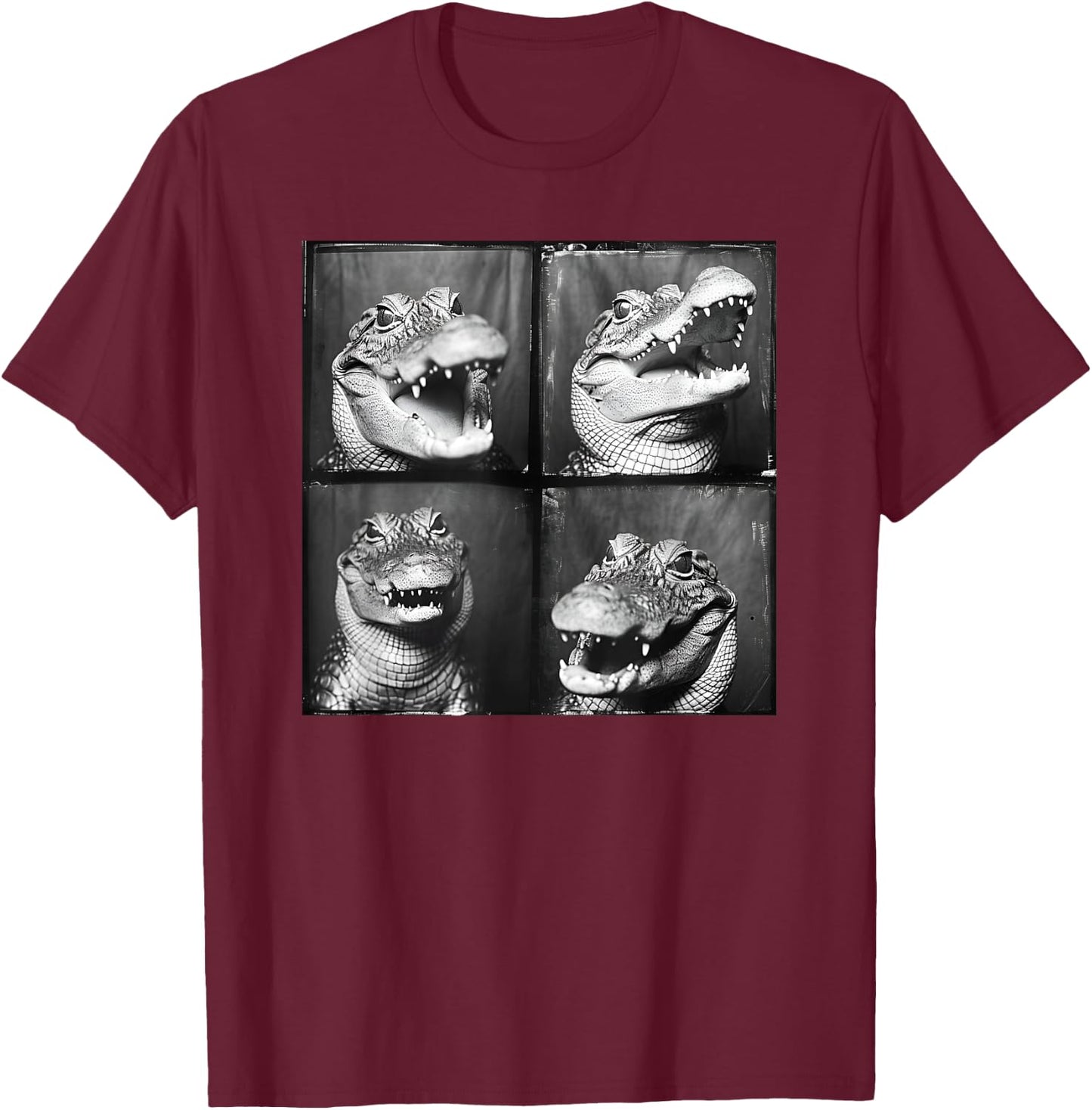 Crocodile Lover Photostrip Quirky Alligator Funny Animal T-Shirt - T-Shirt | Maroon