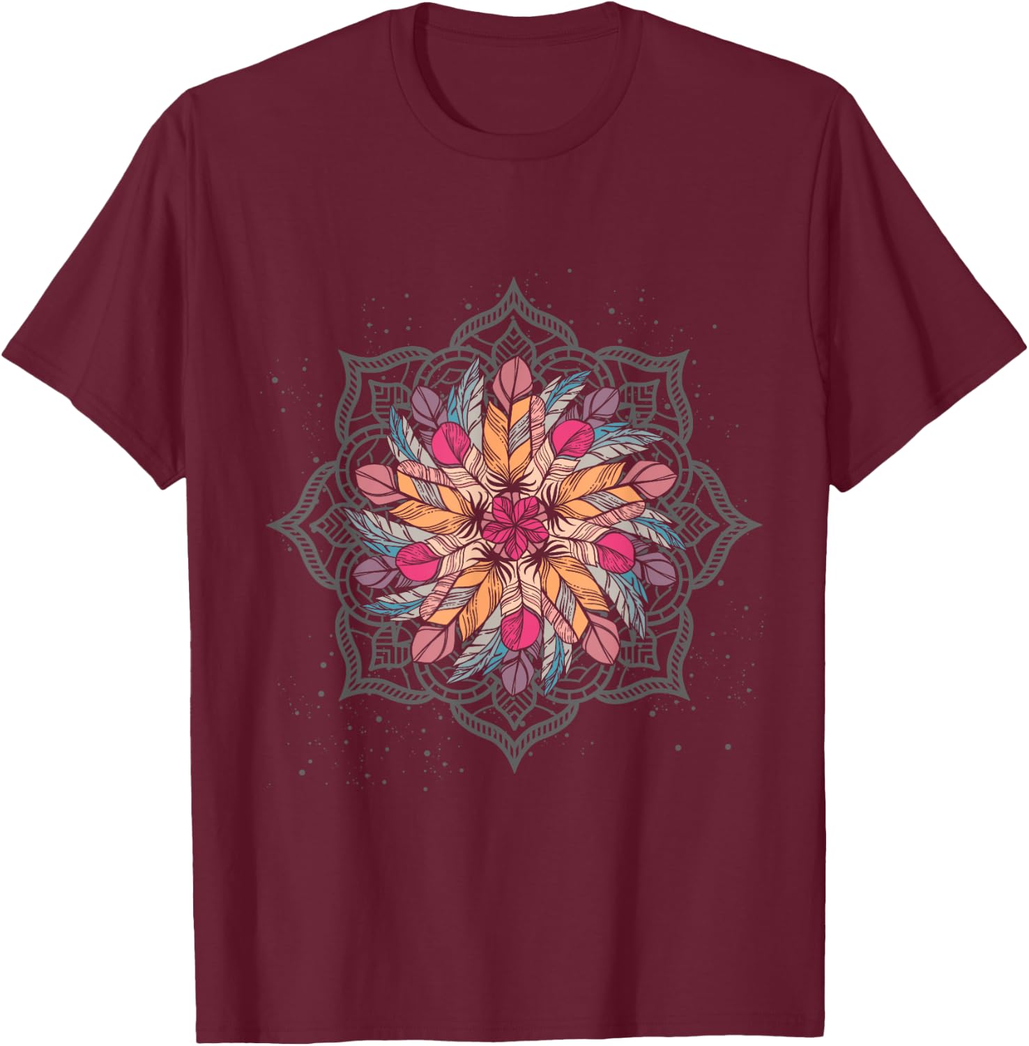 Colorful Women Girls Kids Gifts Mandala T-Shirt - T-Shirt | Maroon