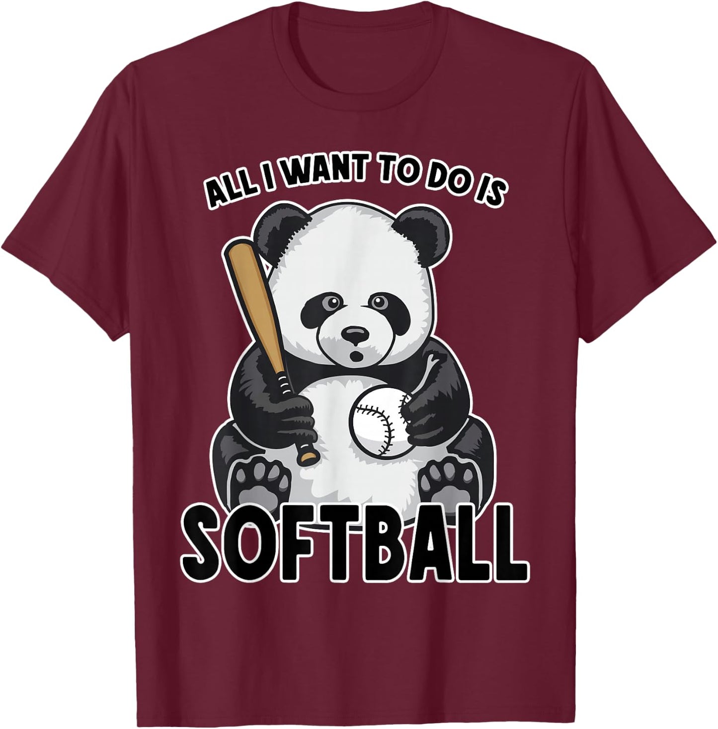 Panda Softball "Alles was ich want" ("Alles was ich want") is a T-Shirt - T-Shirt | Maroon