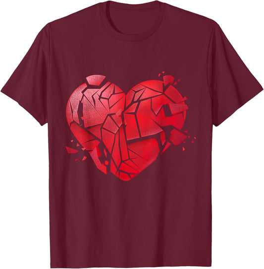 Broken Heart Anti Valentines Day T-Shirt - T-Shirt | Maroon