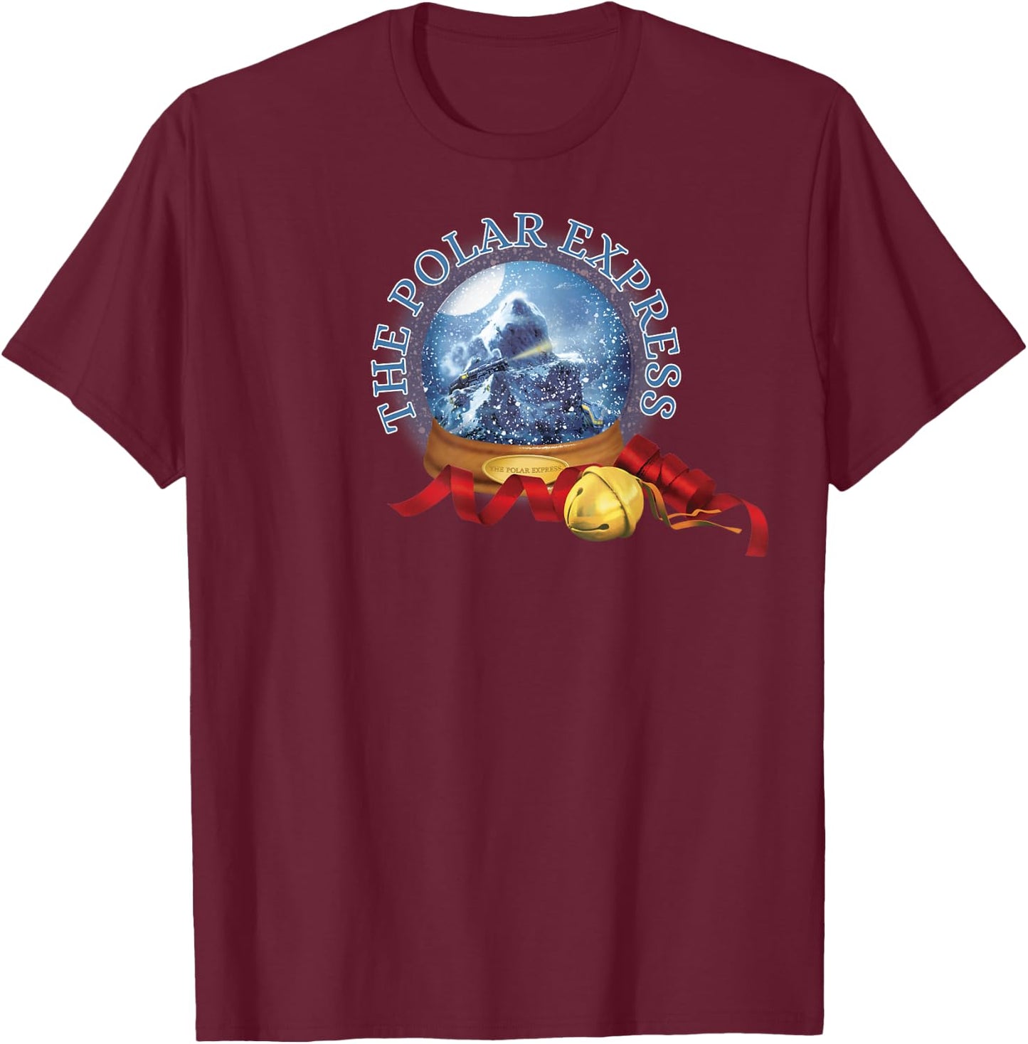 Polar Express Snow Globe & Bell Logo T-Shirt - T-Shirt | Maroon