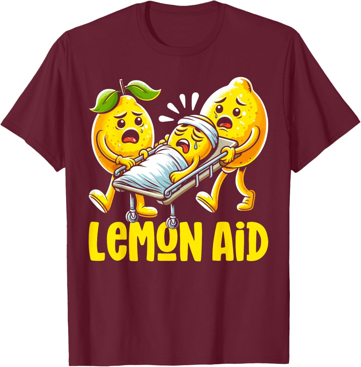 Lemon Aid Funny Lemonade Pun Summer Fruit Lemon Juice Lover T-Shirt - T-Shirt | Maroon