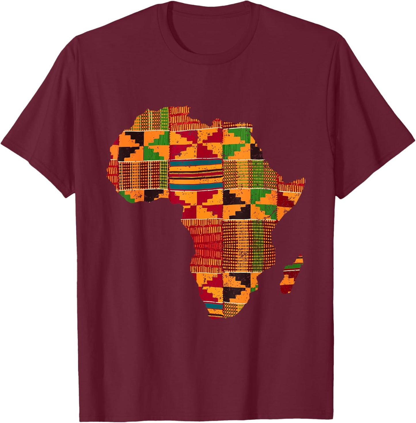 Cool Africa Map Kente Cloth Gift Women African Lover T-Shirt - T-Shirt | Maroon
