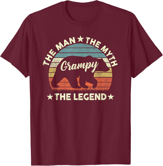 Grampy Bear Shirt Gift Father's Day The Man Myth Legend T-Shirt - T-Shirt | Maroon