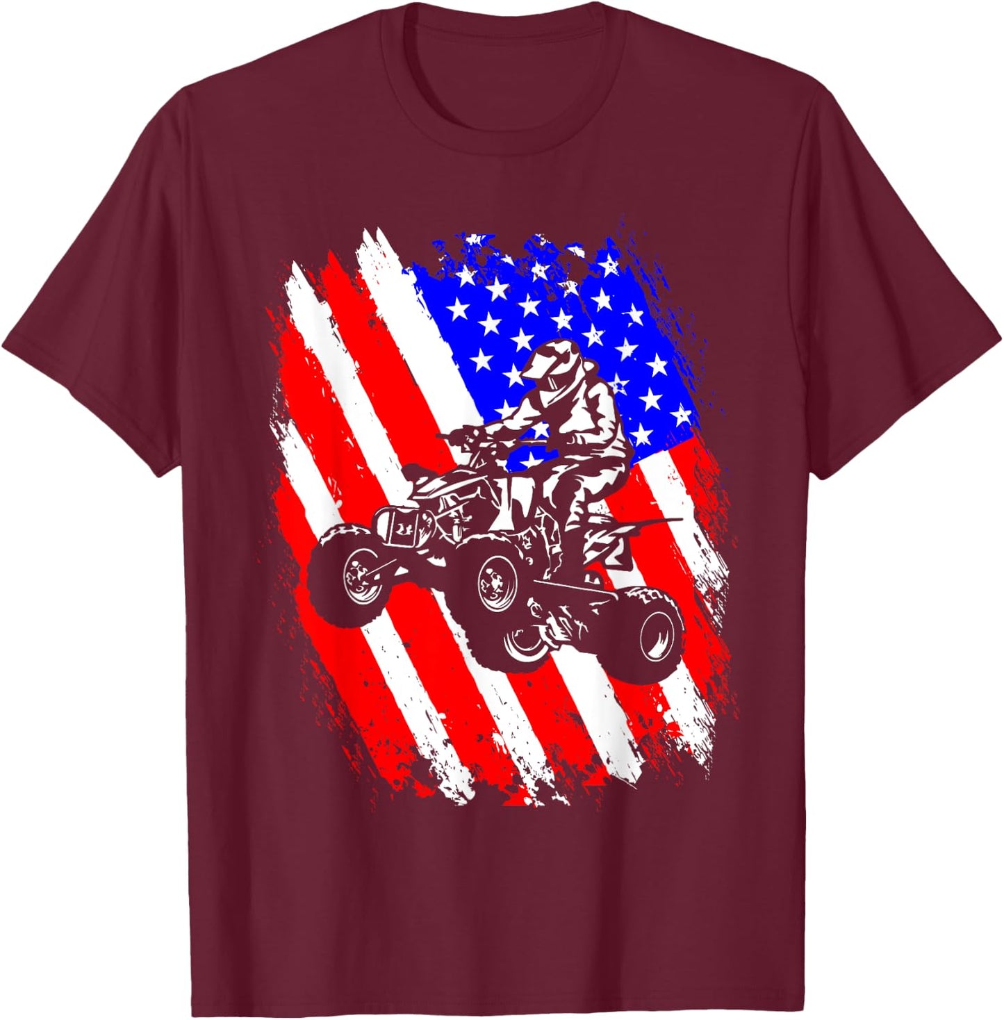 Quad Biker America USA Flag Gift Four Wheeler ATV Quad Bike T-Shirt - T-Shirt | Maroon