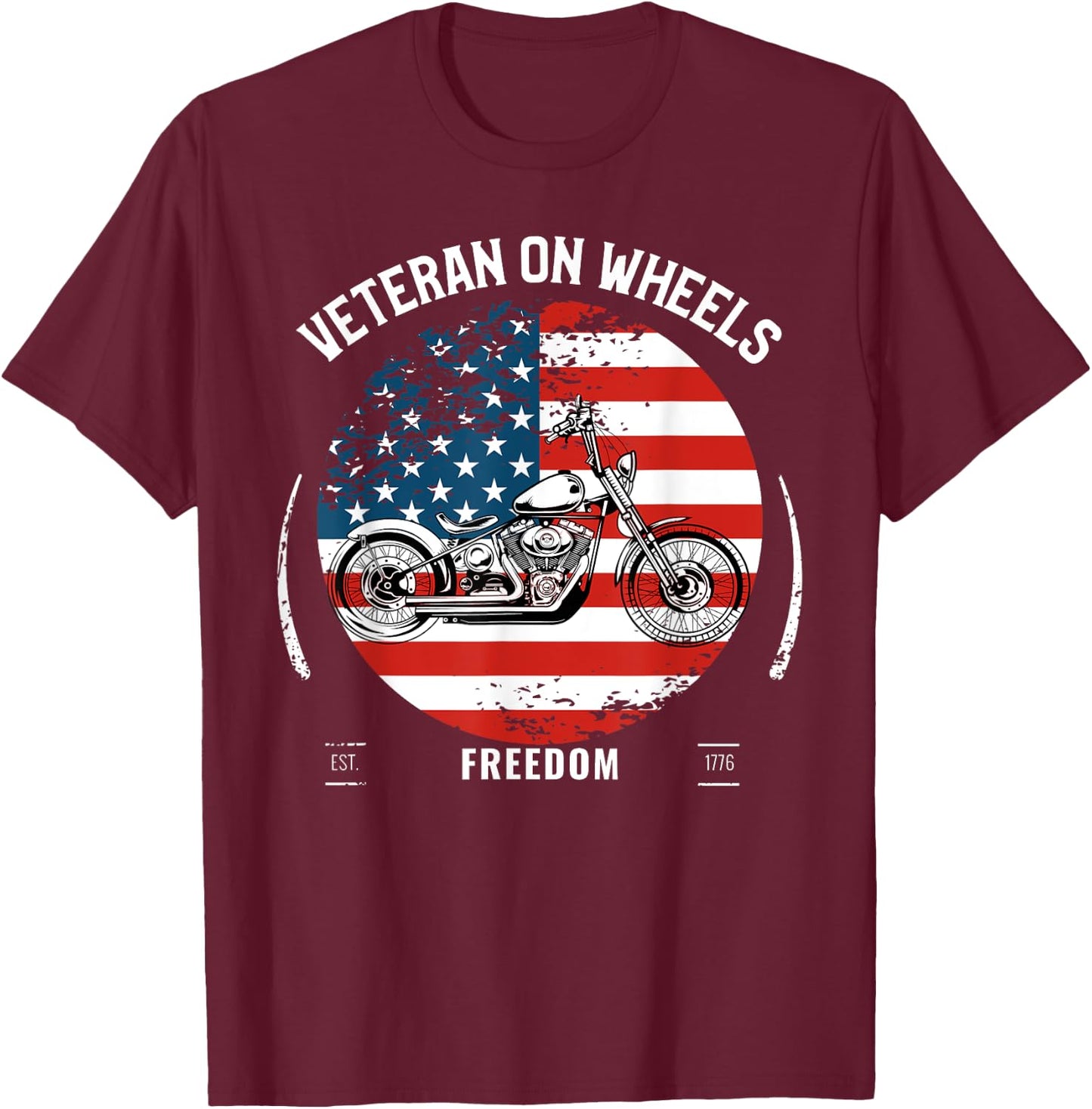 Military Veteran Biker Military Motorcycle Rider Gift T-Shirt - T-Shirt | Maroon