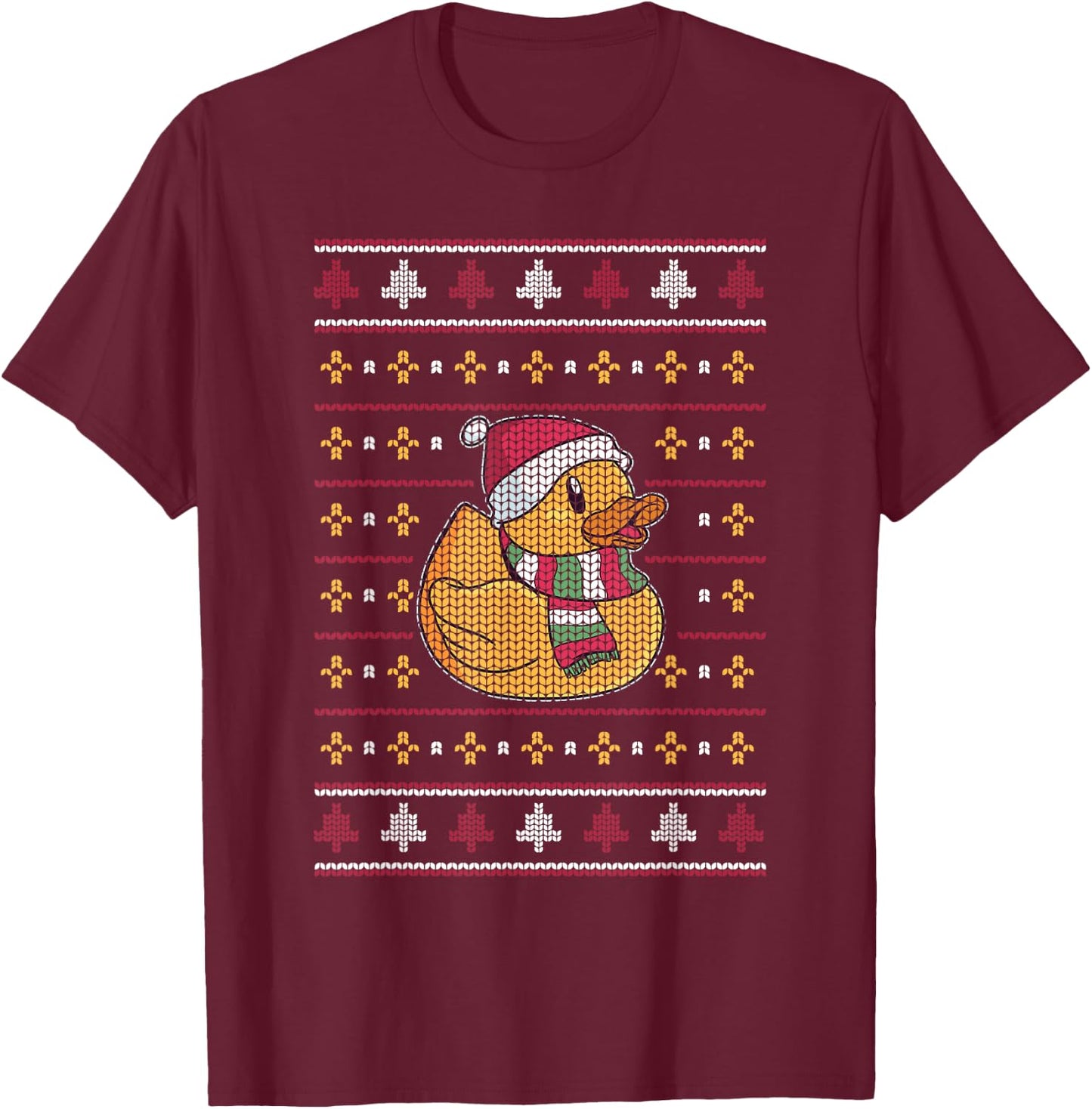 Cute Rubber Duckie Duck Christmas Santa Clause T-Shirt - T-Shirt | Maroon