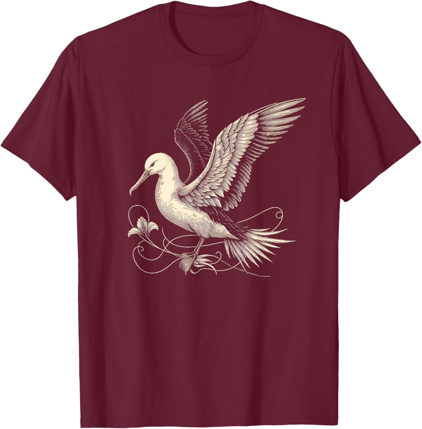 Albatross Graphic Art Design And Men T-Shirt - T-Shirt | Maroon