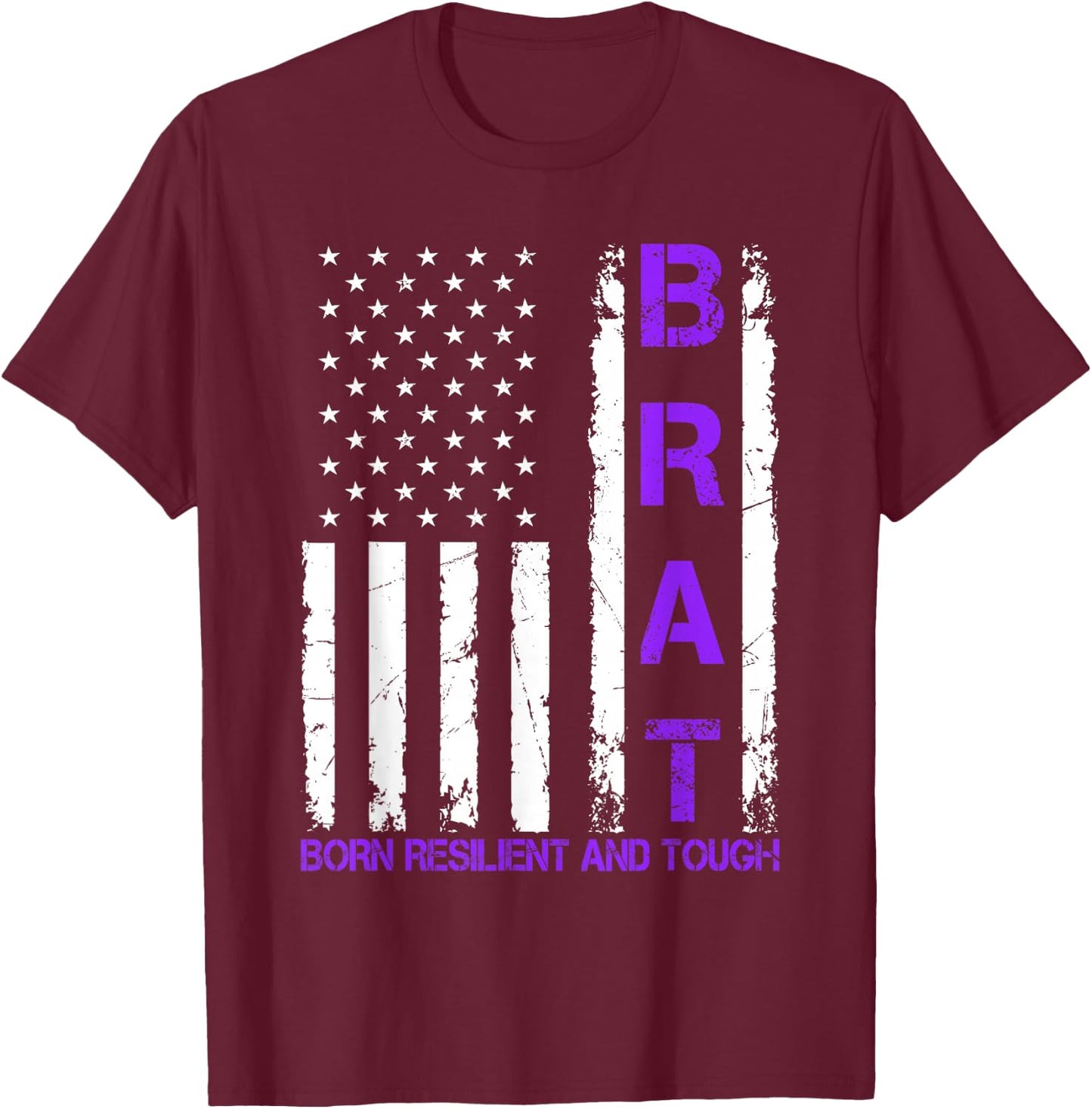 Military Child US Flag Born Resilient And Tough BRAT T-Shirt - T-Shirt | Maroon