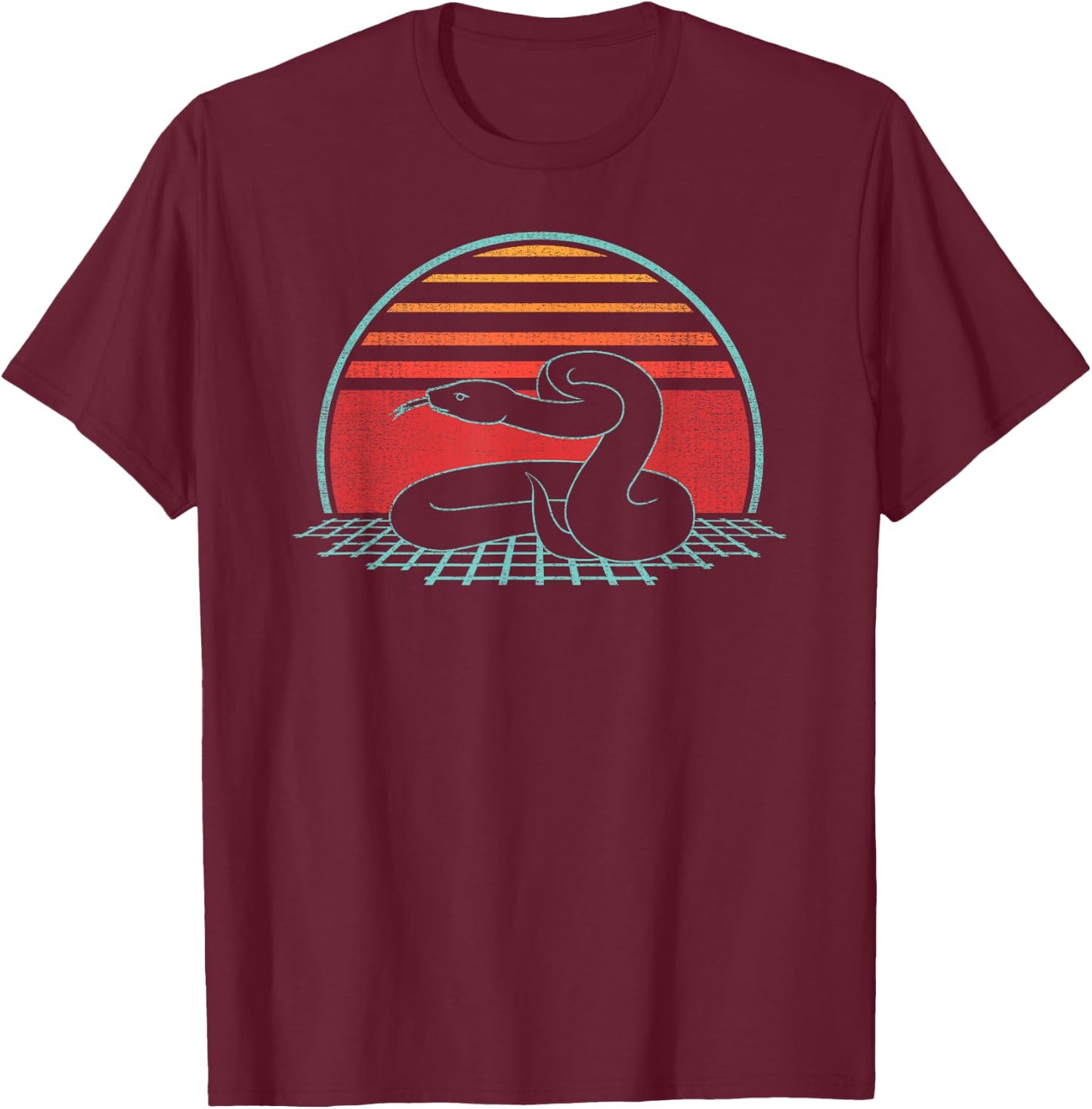 Snake Lover Serpent Reptile Retro Vintage 80s Style T-Shirt - T-Shirt | Maroon