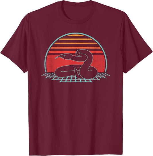 Snake Lover Serpent Reptile Retro Vintage 80s Style T-Shirt - T-Shirt | Maroon