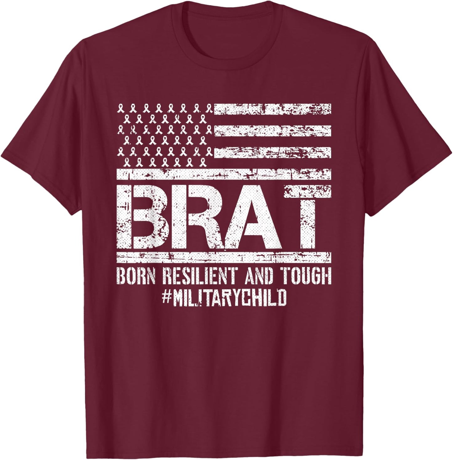 American Flag Month Of The Military Child Army Soldier Kids T-Shirt - T-Shirt | Maroon